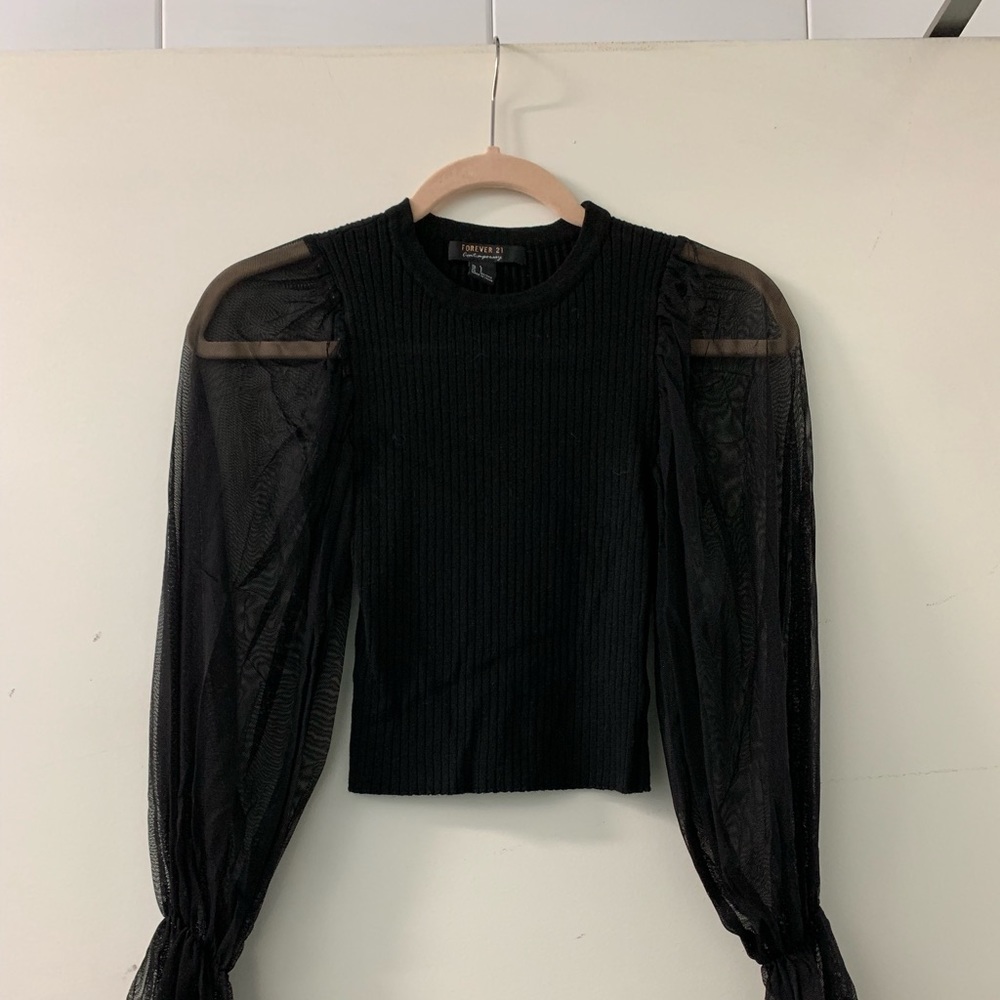 Forever 21 Tulle sleeved sweater